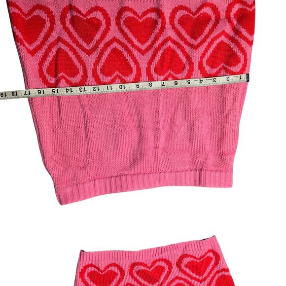 Sugar Thrillz Knit Heart Pink Skirt Set Size: M/L - Picture 8 of 9